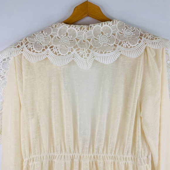 Ryu Vintage inspired Victorian Romantic ruffled lace boho cardigan ivory cream - Picture 4 of 12